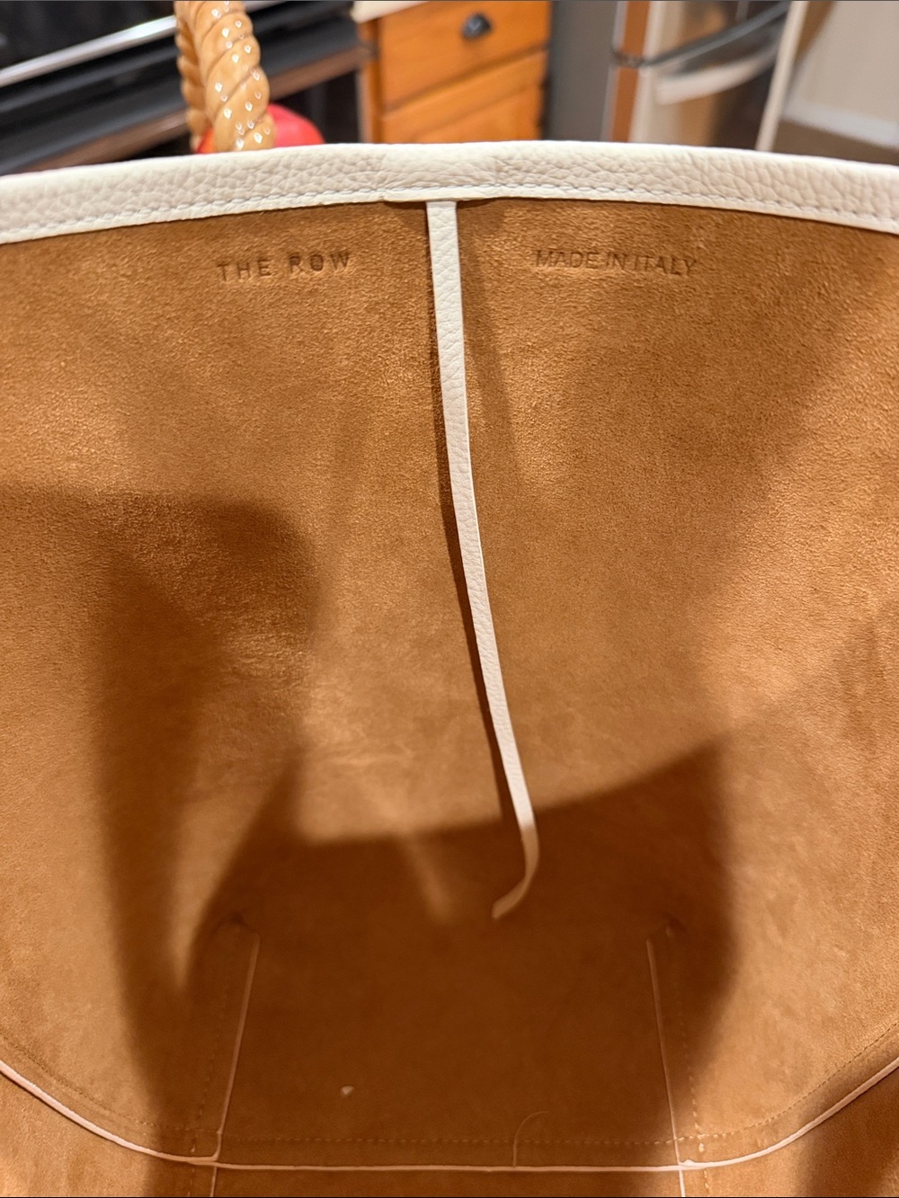 The Row inspired Cream Leather Park tote - Picture 2 of 6